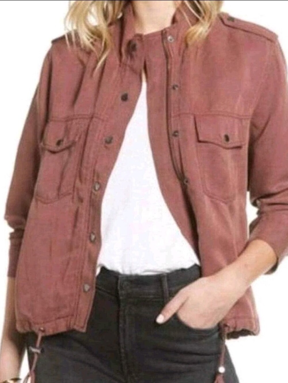 RAILS Collins Utility Jacket Womens Medium Burgundy Lightweight Long Sleeve Zip